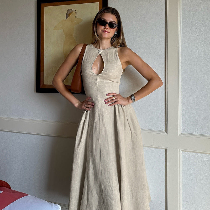 Sara Linen Midi Dress