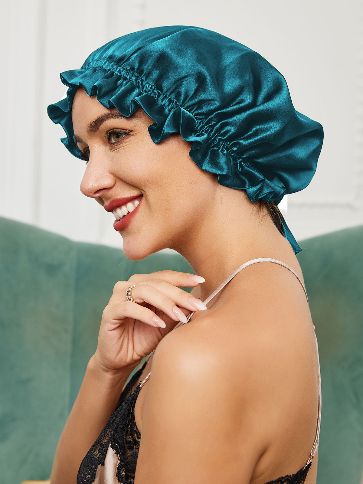 Double-Layer Silk Sleep Hat with Ribbon - ZuZu