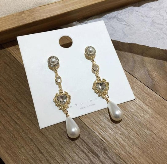 Gold Pearl Drop Earrings