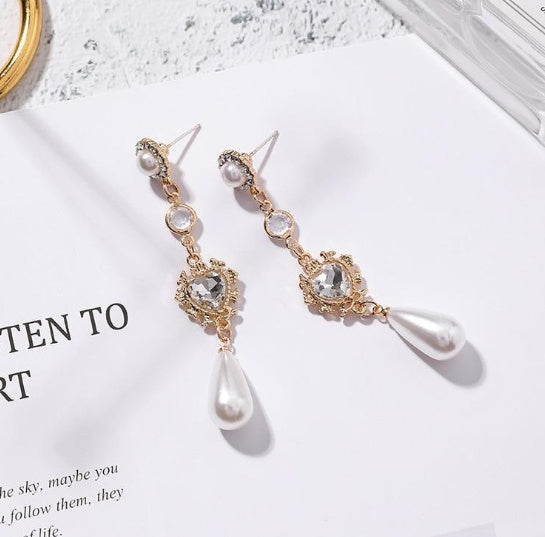 Gold Pearl Drop Earrings