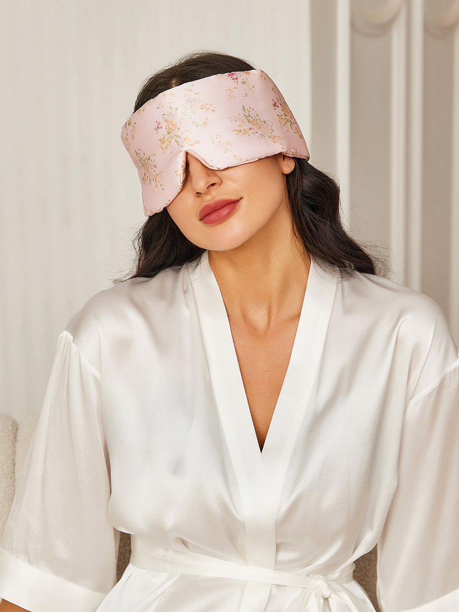 Elegant Silk Sleep Eye Mask with Floral Print - ZuZu
