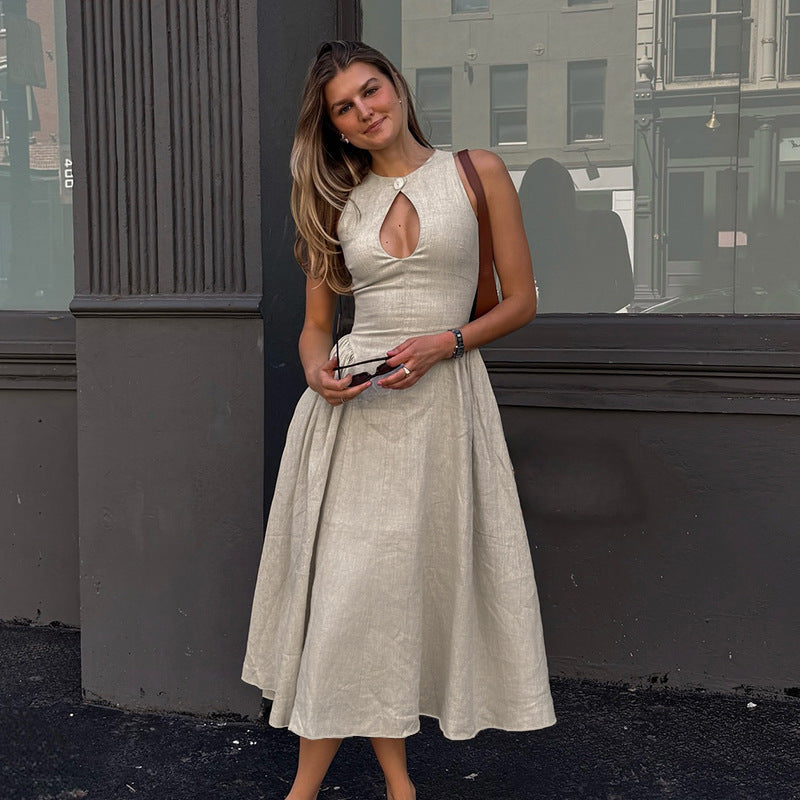 Sara Linen Midi Dress