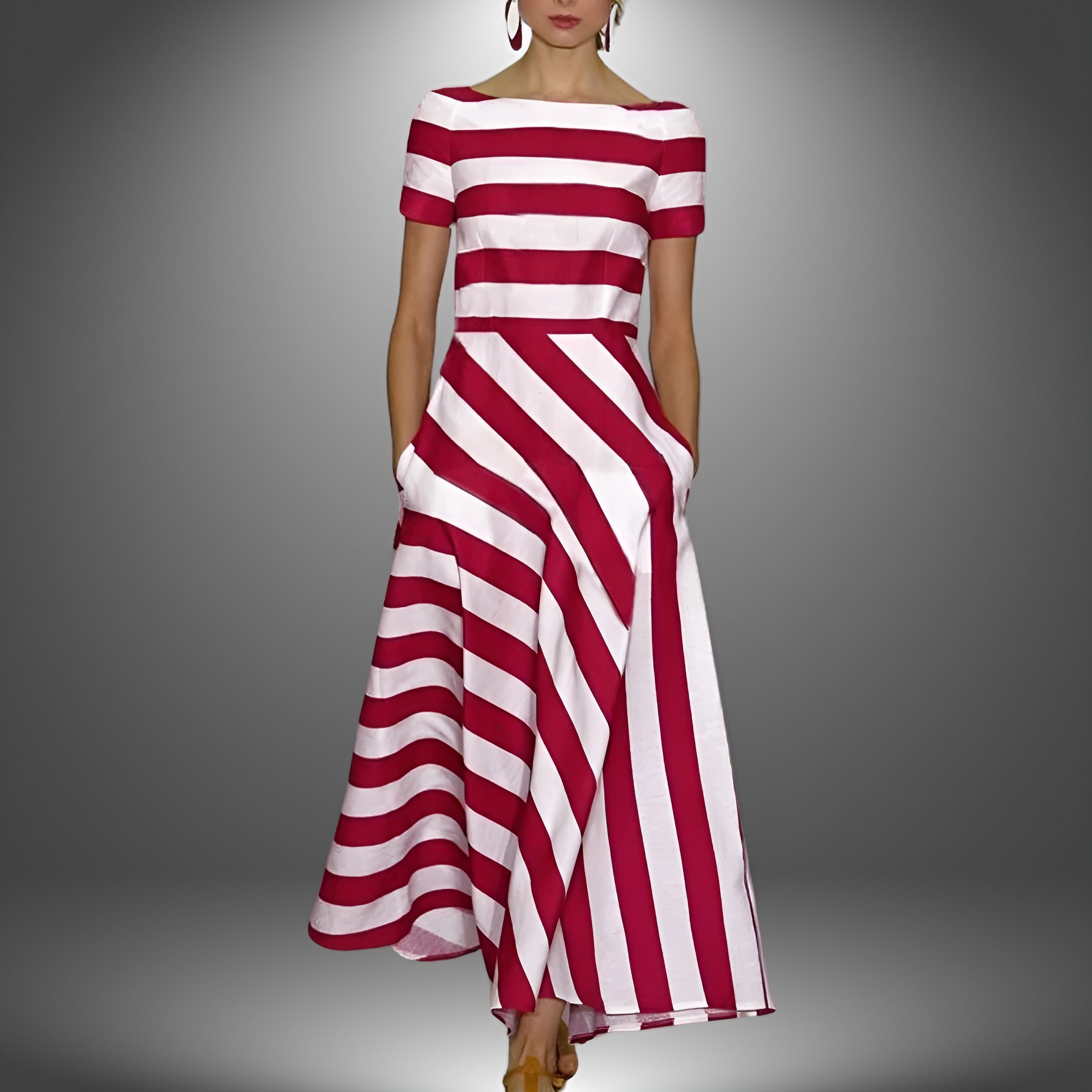 Jazmine - Boat Neck Striped Dress