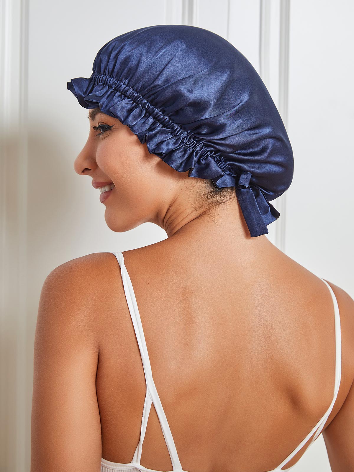Double-Layer Silk Sleep Hat with Ribbon - ZuZu