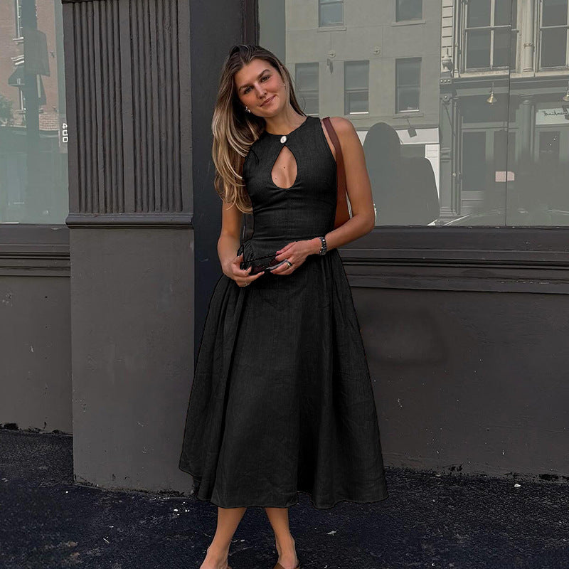 Sara Linen Midi Dress