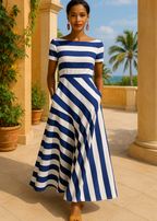 Jazmine - Boat Neck Striped Dress