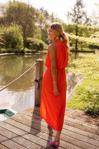 Alicia - Halter Slit Midi Dress