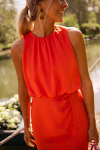 Alicia - Halter Slit Midi Dress
