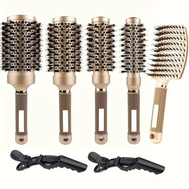 Ionic Boar Bristle Round Hairbrush Set for Salon Quality Styling - ZuZu