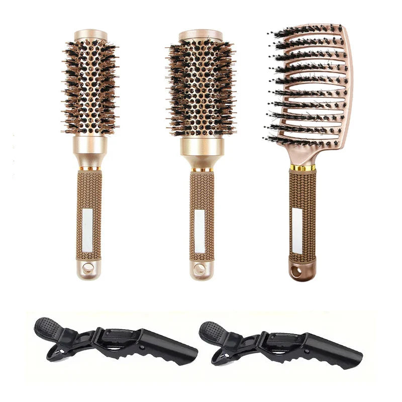 Ionic Boar Bristle Round Hairbrush Set for Salon Quality Styling - ZuZu