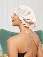 Double-Layer Silk Sleep Hat with Ribbon - ZuZu
